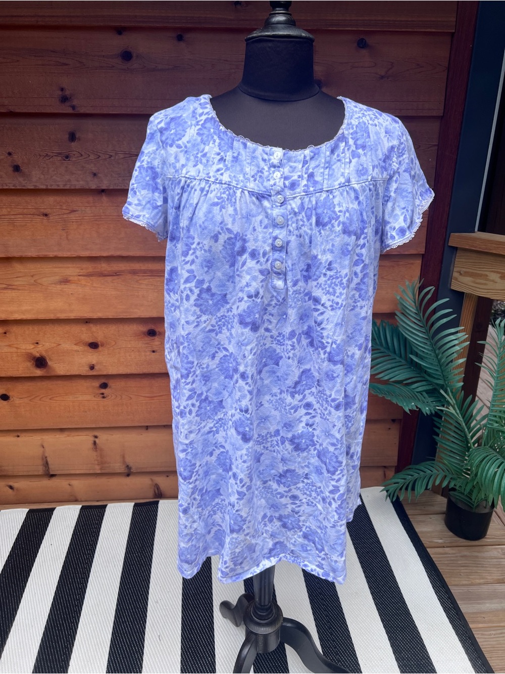Lavender Floral Button-Front Nightgown